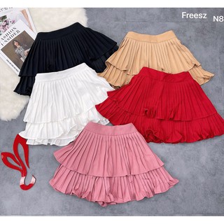 chân váy 2 tầng dập ly xoè