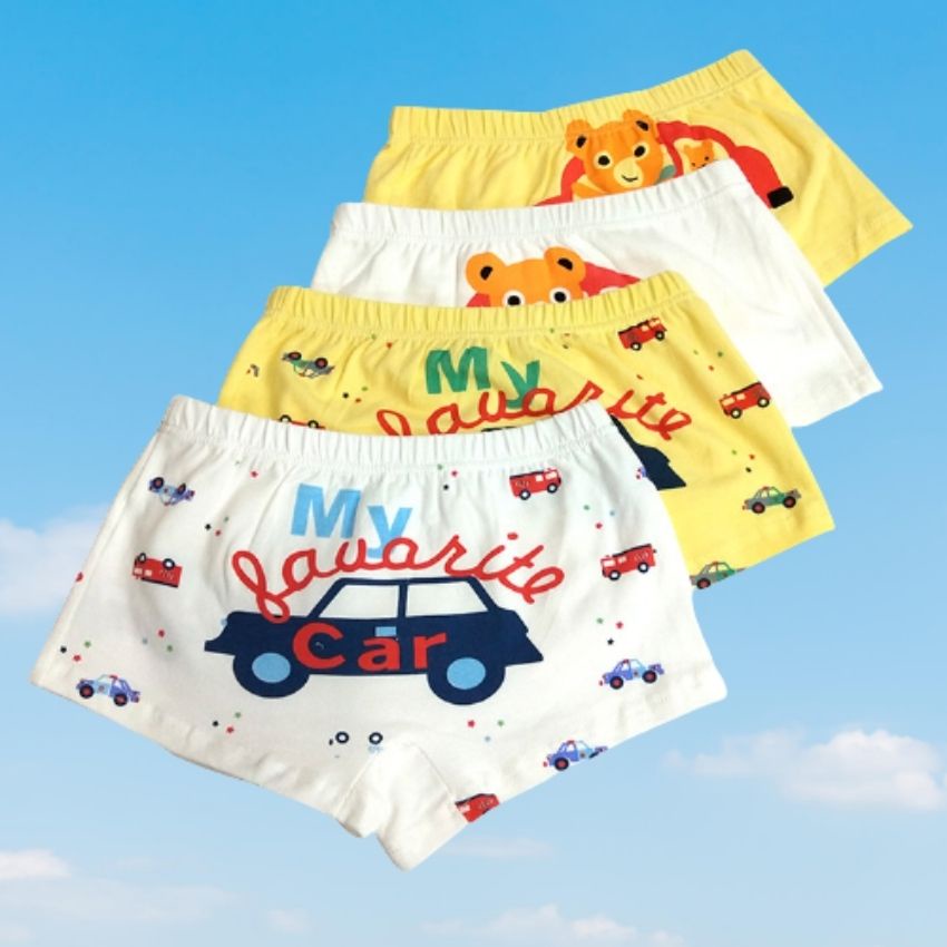 COMBO 4 quần chip đùi bé trai hoạ tiết đáng yêu , quần lót đùi bé trai SIZE 3-10 tuổi