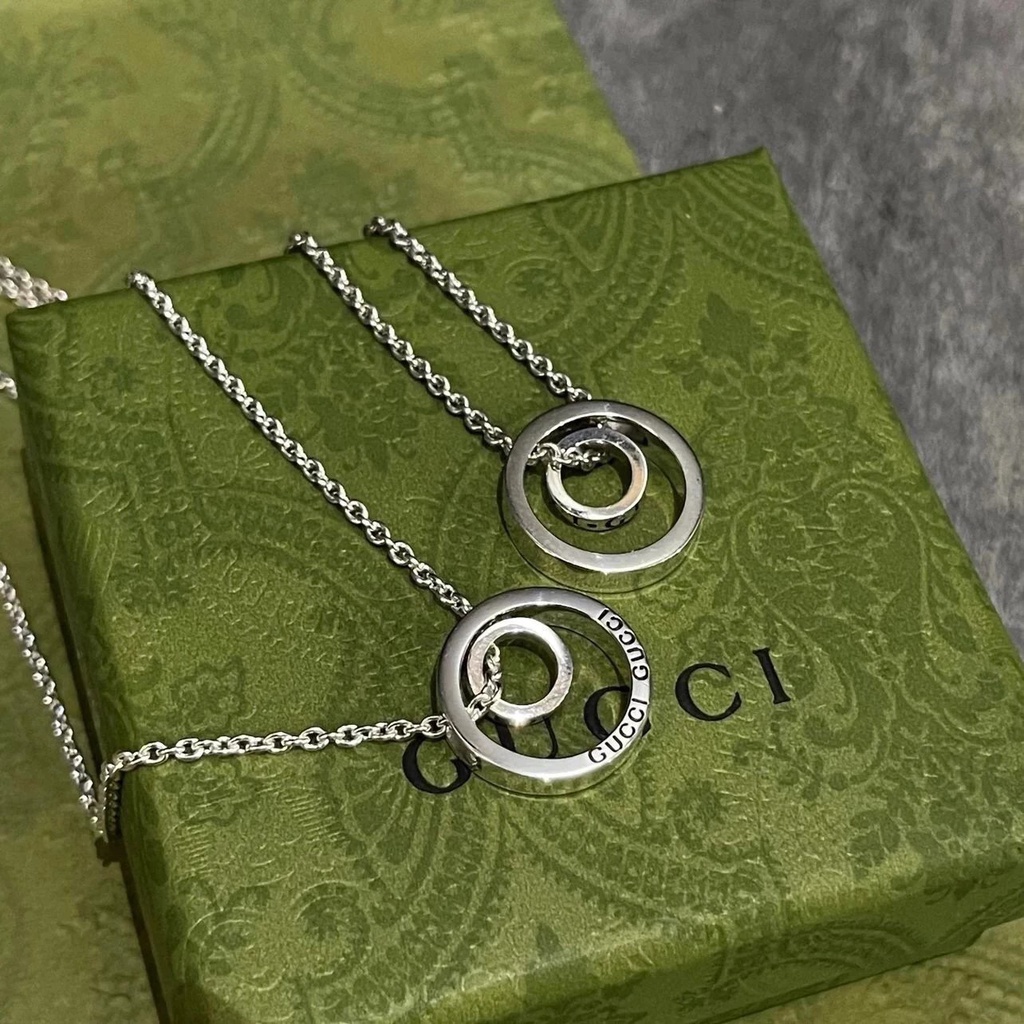 O8TD Gu **I Necklace Double Ring Circle Design Couple Style Necklace2021