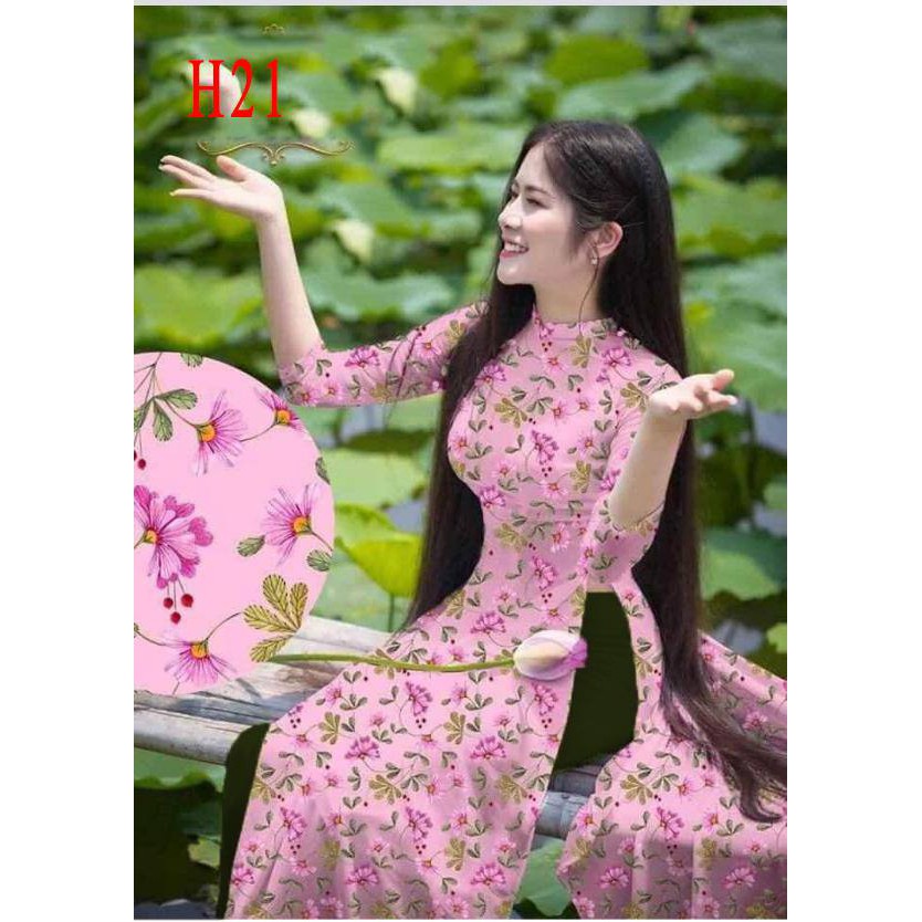 Áo Dài Lụa Hoa Nhí - Ảnh Thật Tự Chụp