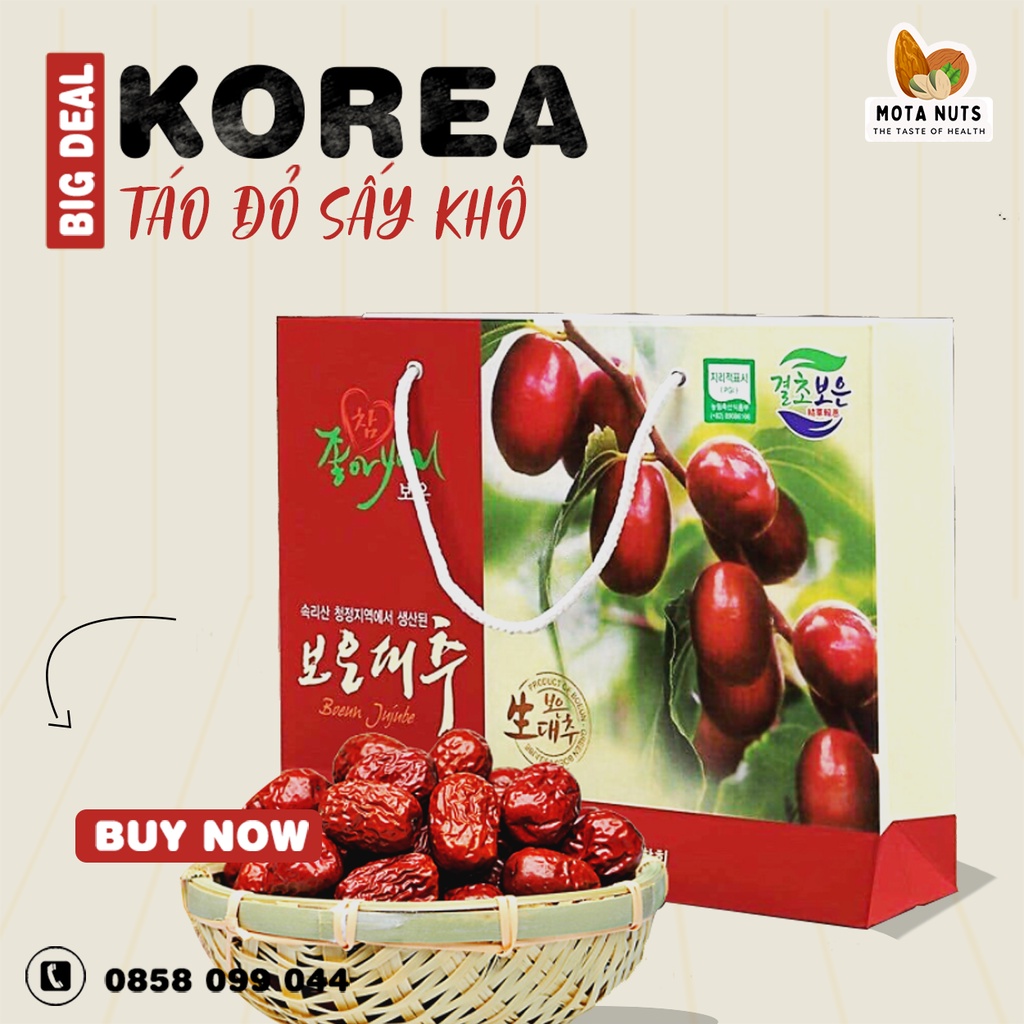 Táo đỏ Hàn Quốc sấy khô - Loại 1 - hộp 1kg