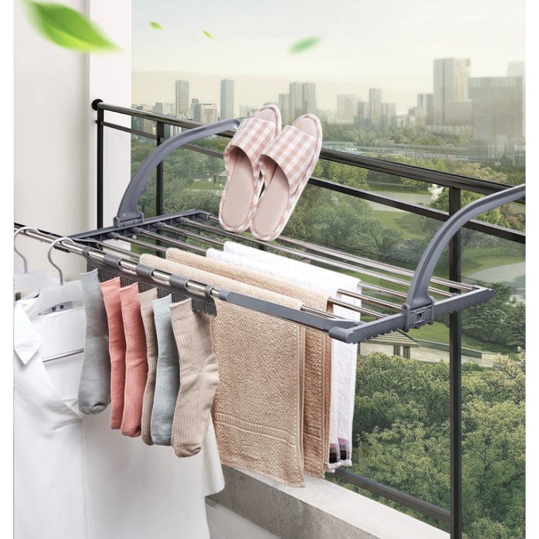 KỆ PHƠI ĐỒ TREO BAN CÔNG THU GỌN TIỆN LỢI - GIÀN PHƠI ĐỒ BAN CÔNG KÉO GIÃN THÔNG MINH SIÊU CHẮC CHẮN - TREO ĐƯỢC 30 BỘ