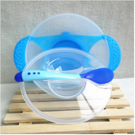 Bát Ăn Dặm Chống Đổ Kèm Thìa Báo Nóng