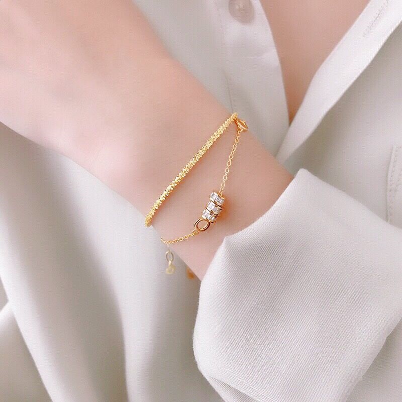Vòng tay nữ 100% TITAN NGUYÊN CHẤT lắc tay vàng 18K KHÔNG GỈ kiểu dáng đơn giản thanh lịch phong cách thời trang hàn quốc
