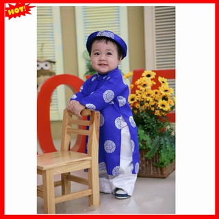 Bộ áo dài cách tân dành cho bé gồm quần áo mũ