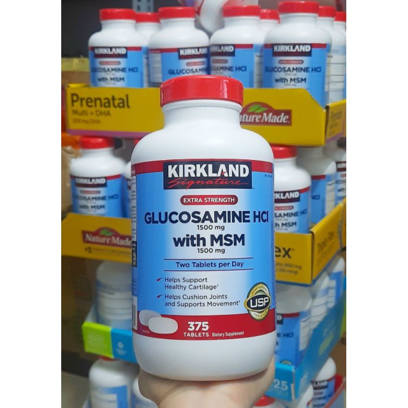 [date 3/25] Viên uống Glucosamin HCL 1500mg With MSM 1500mg glucosamine Kirkland 375 Viên