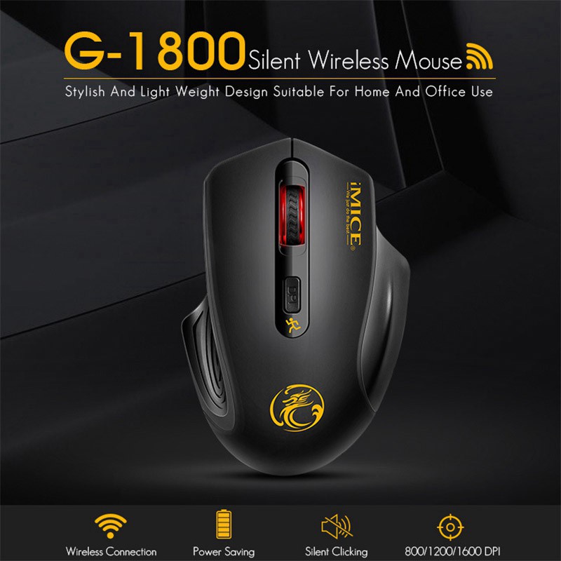 IMice G1800 Computer Mouse, 2.4G Wireless Silent Optical Gaming Mouse for Pc, Laptop, Macbook(Gray)