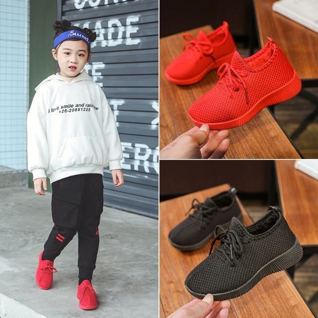 FREESHIP ĐƠN 50K_Giày Sneaker Cao Cấp Cho Bé Trai Bé Gái Màu Đỏ Đen Mã A10 size 26-35