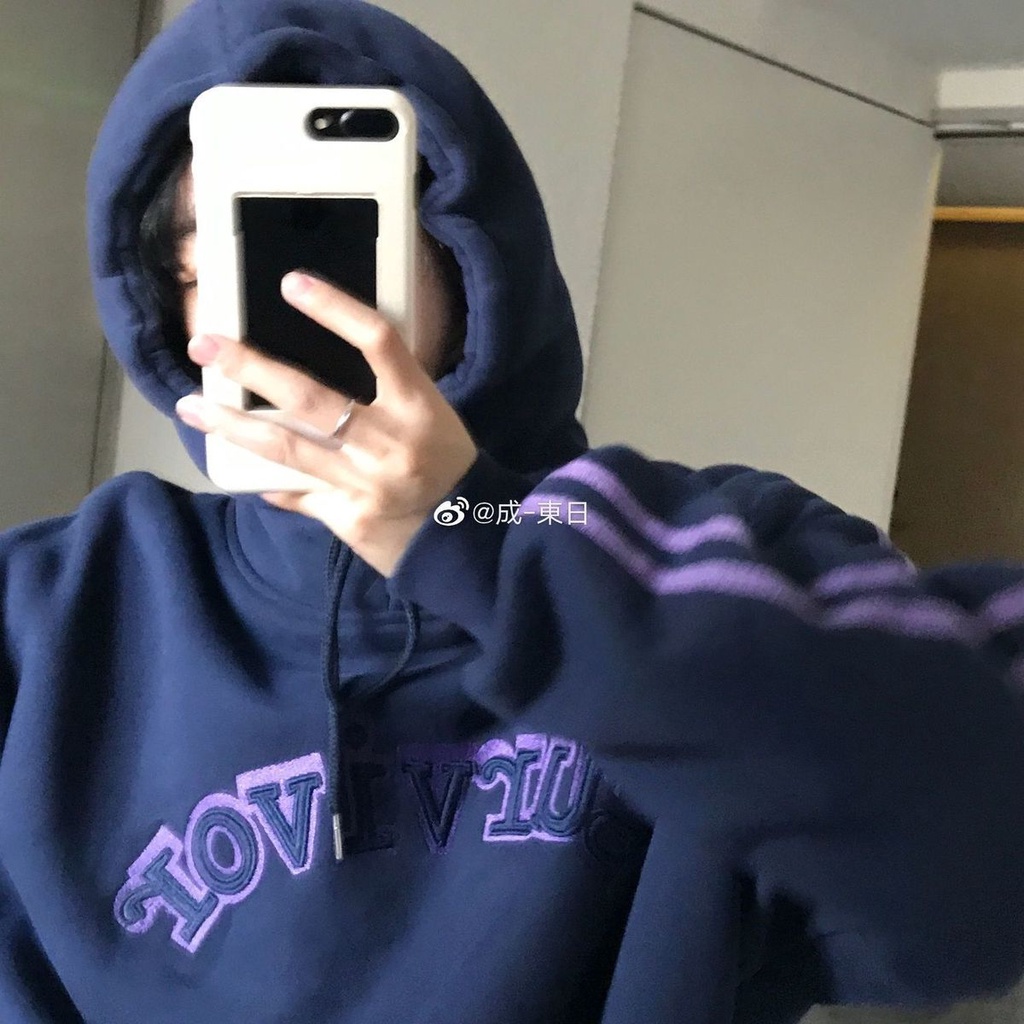 Áo Khoác Hoodie Mùa Đông Dáng Rộng Thêu Chữ Song Song Phong Cách Hàn Quốc Cổ Điển Mới Cho Nữ