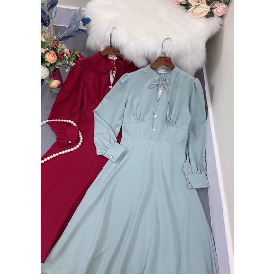 Đầm xoè tay phồng dài kiểu tiểu thư size S M L