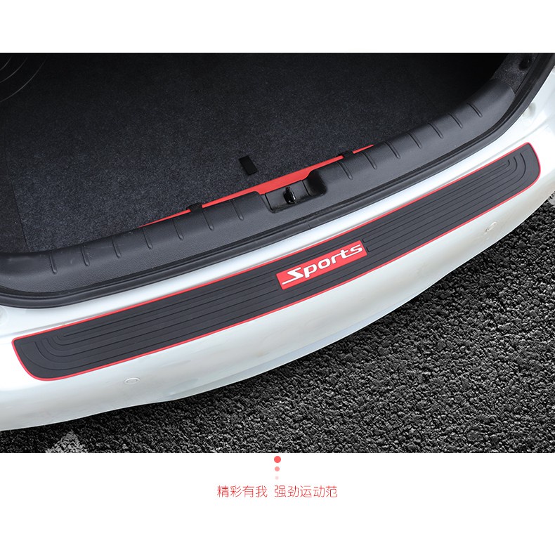 Bộ Nẹp Cao Su bước chân + Nẹp Cao Su chống chầy cốp sau ô tô logo SPORT chống trầy xước cho bậc cửa xe