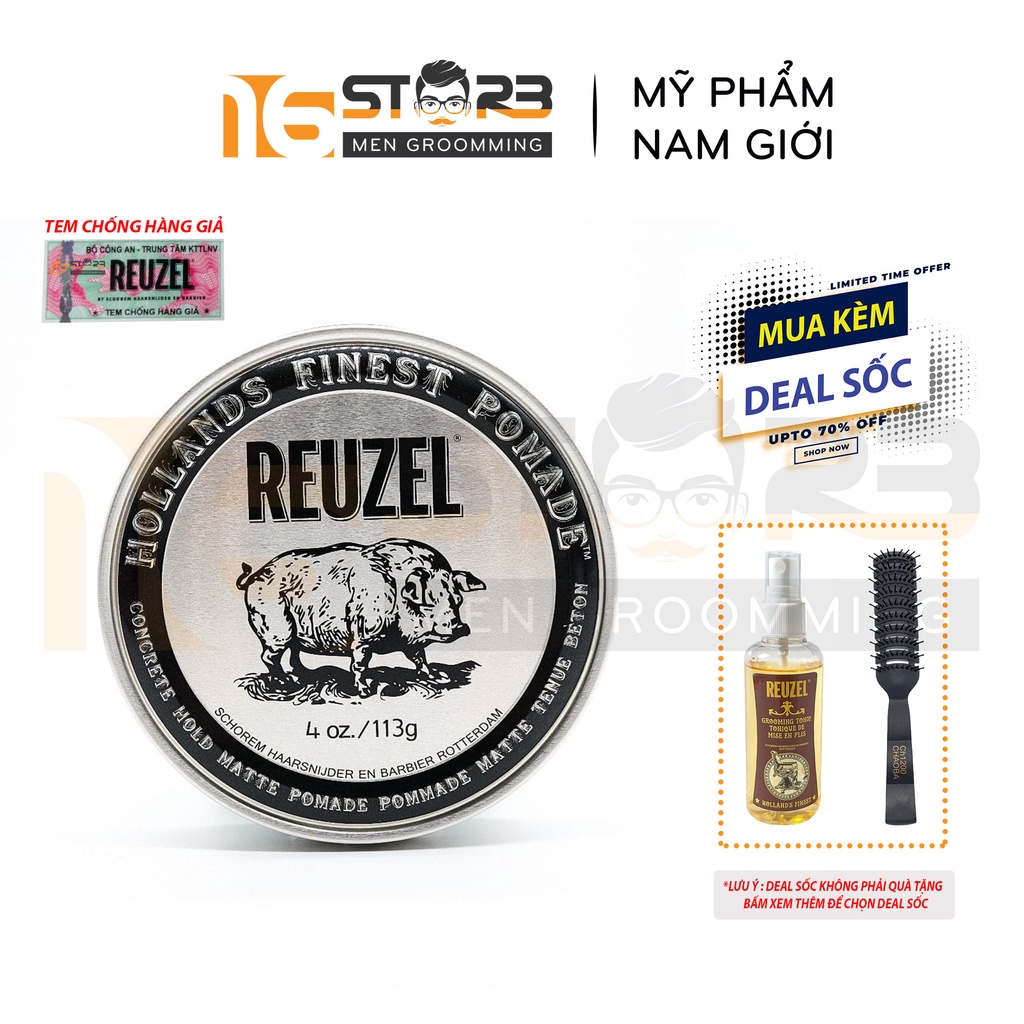 [Chính Hãng 100%] Sáp Vuốt Tóc Reuzel Concrete Hold Matte Pomade