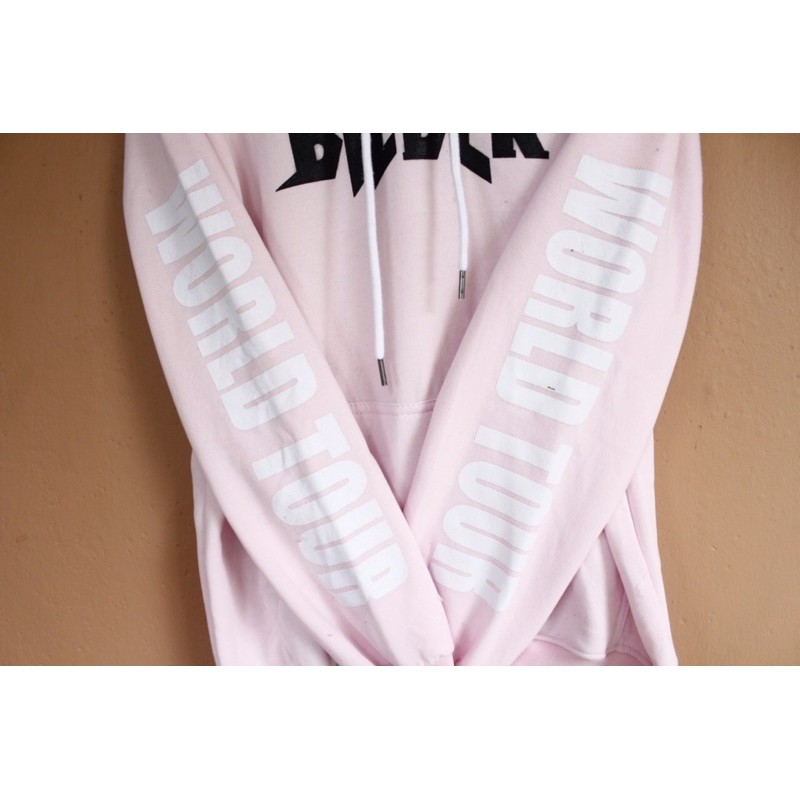 Áo Hoodie In Chữ Bieber Pink By H & M