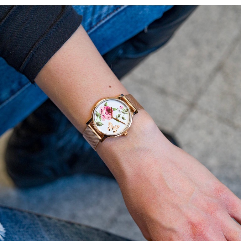 Đồng hồ Nữ Timex Full Bloom Steel Gold Rose White TW2U19000 - Chính Hãng