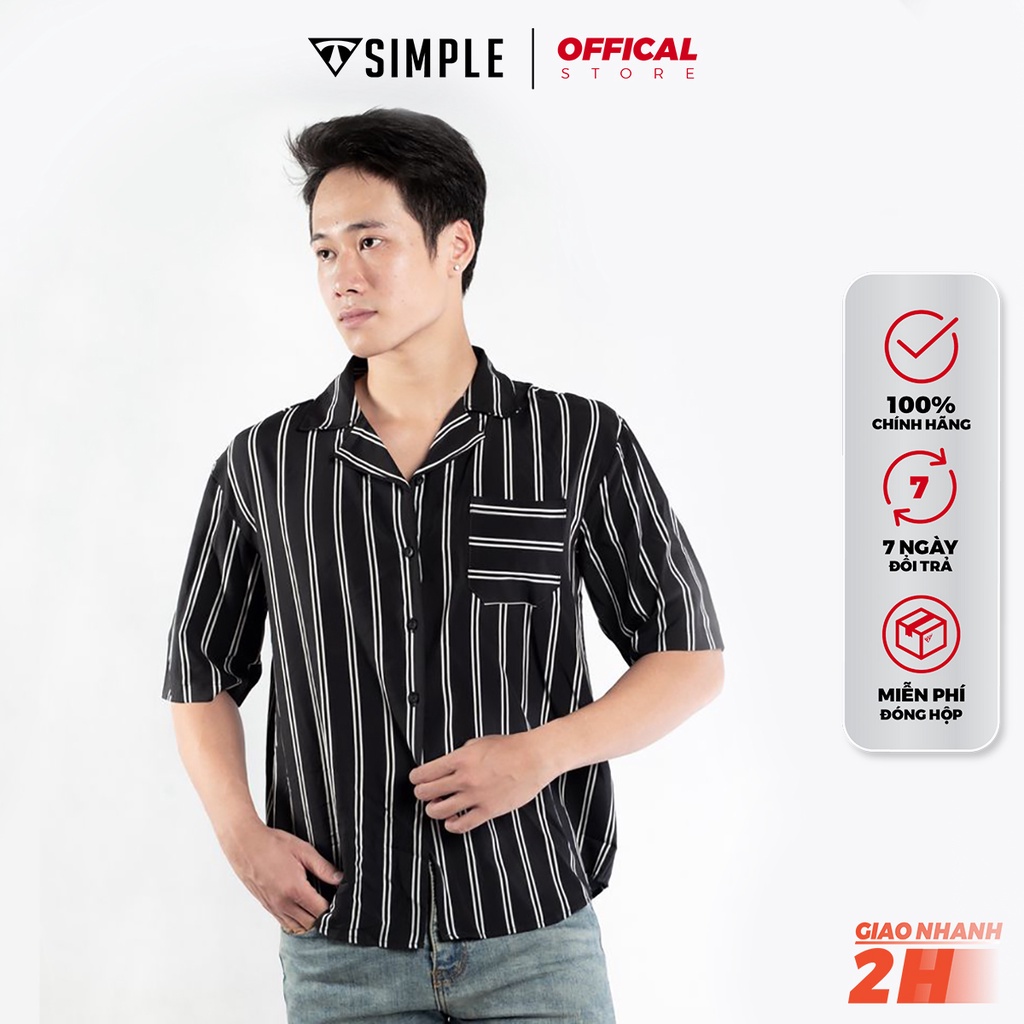 Áo Sơ Mi Nam ngắn tay TSIMPLE họa tiết vải lụa mềm mịn thoáng mát chống nhăn thời trang chuẩn form SMLSN01