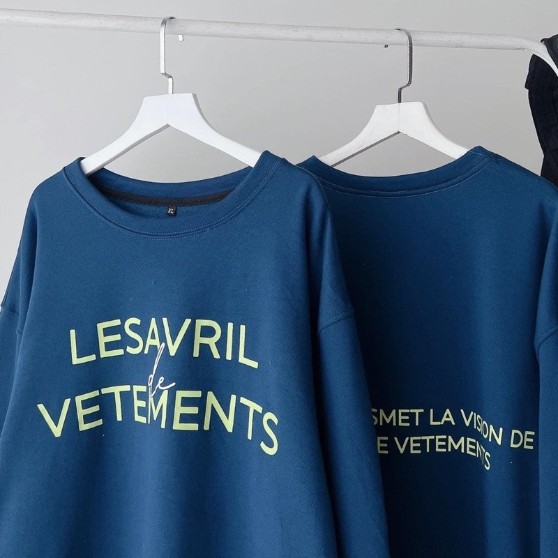 (sẵn) Áo sweater tay dài form rộng nỉ bông LESA unisex (nam nữ mặc được)