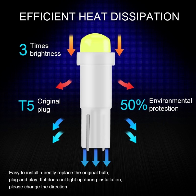 Set 10 Đèn LED T5 4014 Ánh Sáng Ban Đêm Gắn Trần Xe Hơi Trang Trí Nội Thất