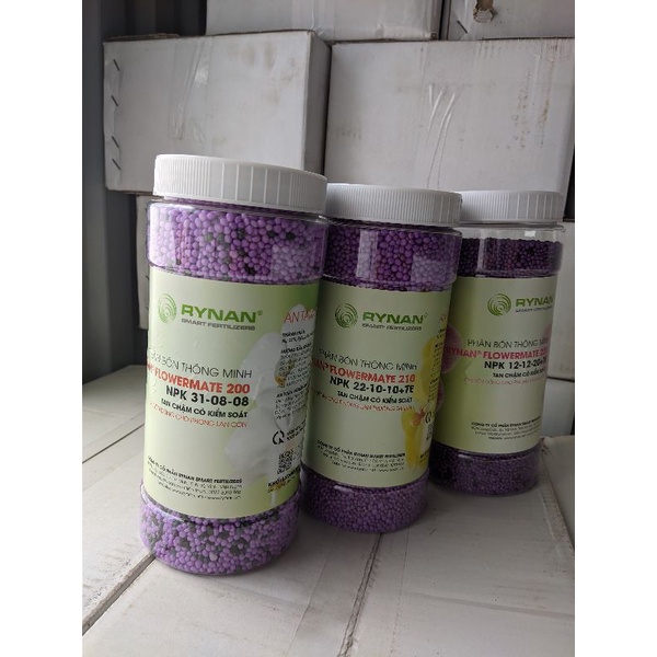 Combo Bộ 3 Phân Tan Chậm Thông Minh Rynan 200 210 220 Chăm Sóc Hoa Lan Lọ 1.25KG