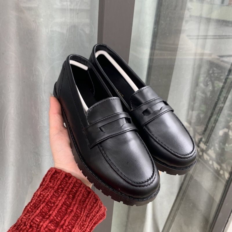 GIÀY LƯỜI DA,ĐỘN ĐẾ SIÊU ĐẸP   ĐẾ ĐỐC HÀNG ĐẸP ,2MÀU TRẮNG ĐEN