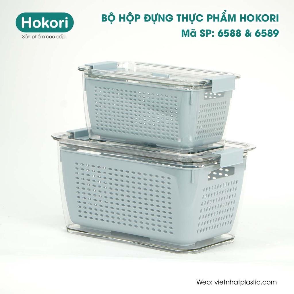 Hộp Nhựa Đựng Thực Phẩm Tủ Lạnh 2 Lớp Có Khóa Thoát Khí Dễ Dàng Bảo Quản Rau Củ Dung Tích 1700 ML NHỰA VIỆT NHẬT MALL
