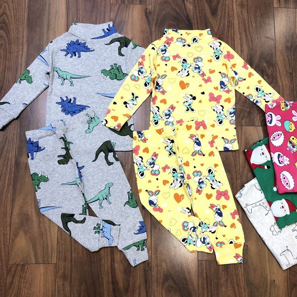 Bộ quần áo bé trai bé gái thun cotton borip gymboree cổ 3cm dài tay giữ nhiệt Hàng xuất dư loại 1