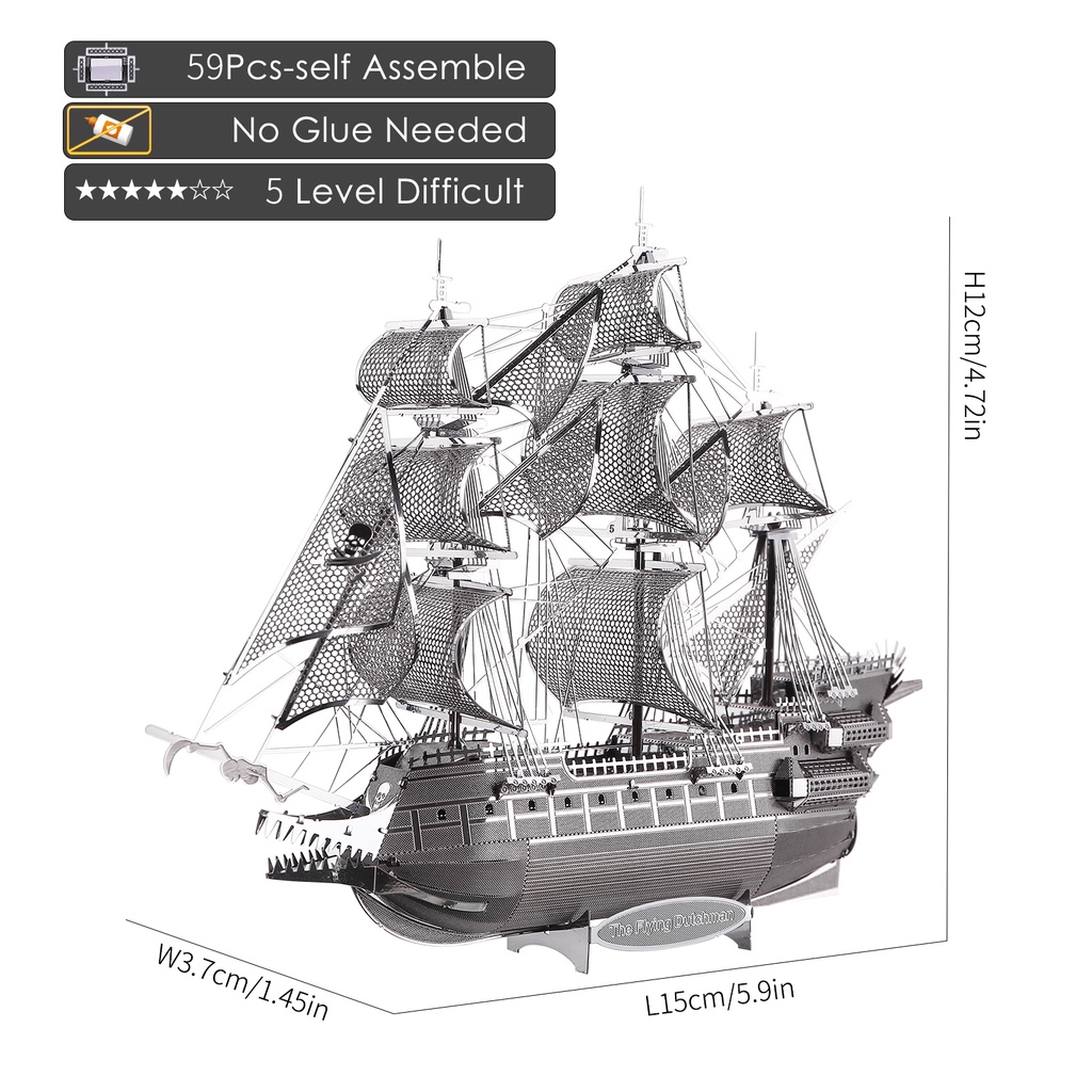 Mô Hình Lắp Ráp Tàu Cướp Biển Hà Lan 3D Bằng Kim Loại