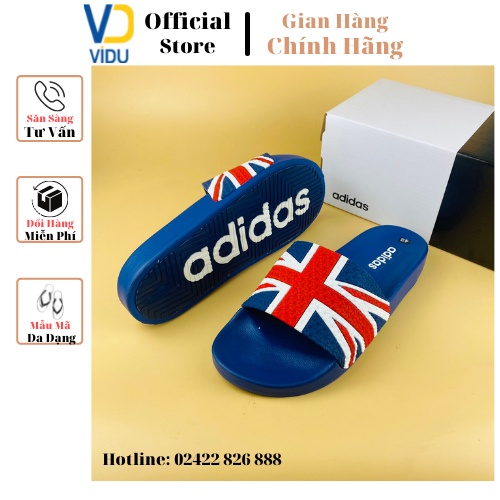 Dép nam thời trang ADIDAS ViDu 21133 màu xanh hình lá cờ Anh chống trơn trượt, độc đáo