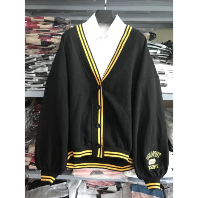 [Siêu Rẻ] Áo khoác cardigan viền bo dệt 2 sọc, (kèm hình thật)