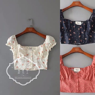 ÁO CROPTOP HOA NHÍ TAY BÈO