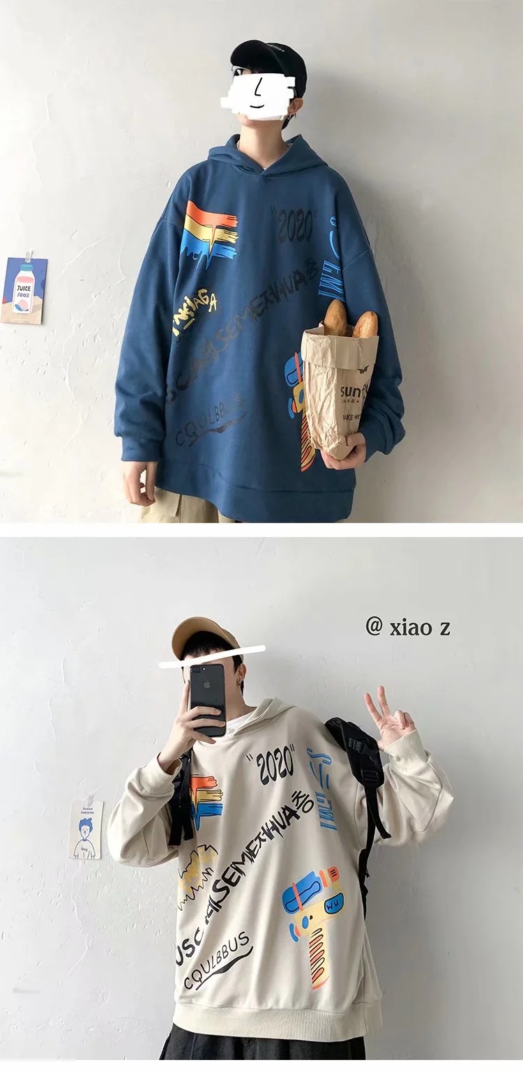 Áo Hoodie Dáng Rộng Họa Tiết Graffiti Cá Tính Cho Nam | BigBuy360 - bigbuy360.vn