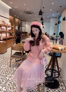 Váy tutu mix len hồngg