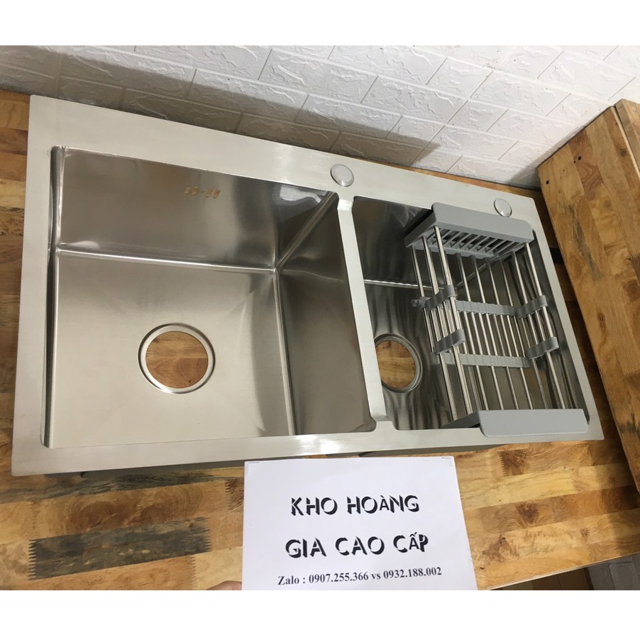 Chậu Rửa Chén 2 Hộc 82x45cm Inox 304 bồn rửa chén bát bóng chống han gỉ