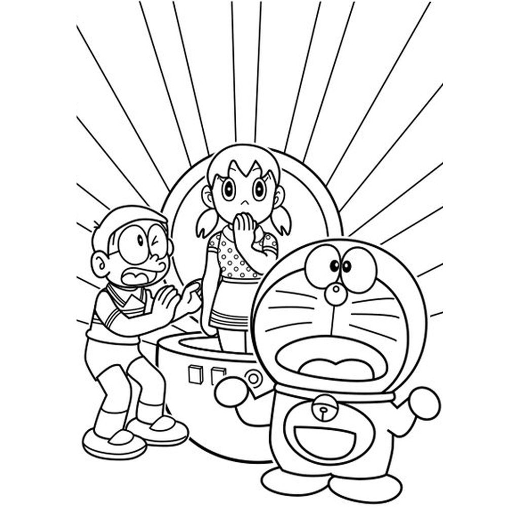 Bộ Tranh tô màu, màu nước ĐÔRÊMON cho bé tập sáng tạo