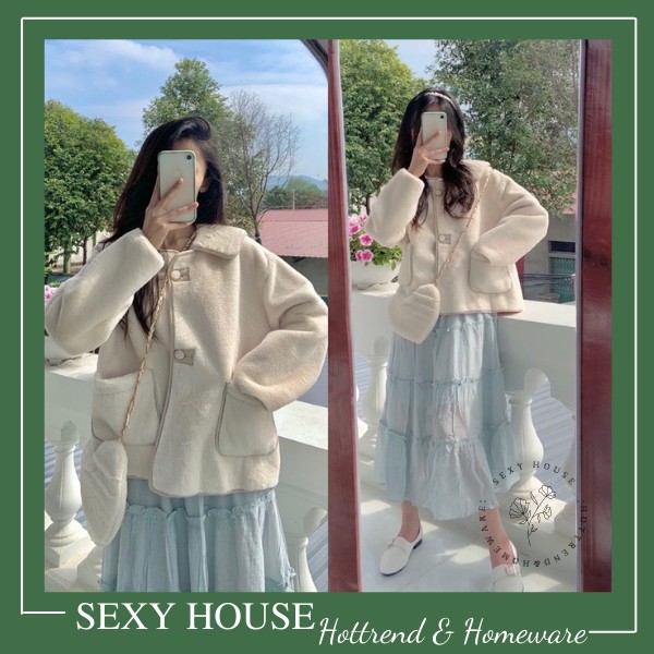 Áo lông cừu mùa đông tặng kèm túi đeo trái tim A03 SEXYHOUSE