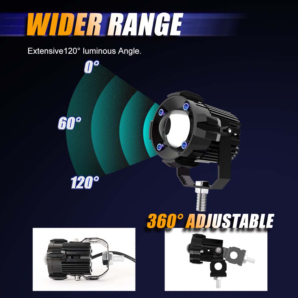 1 Cặp Đèn Led Mini 12D 120W 2inch Ánh Sáng Trắng Vàng Cho Xe Máy