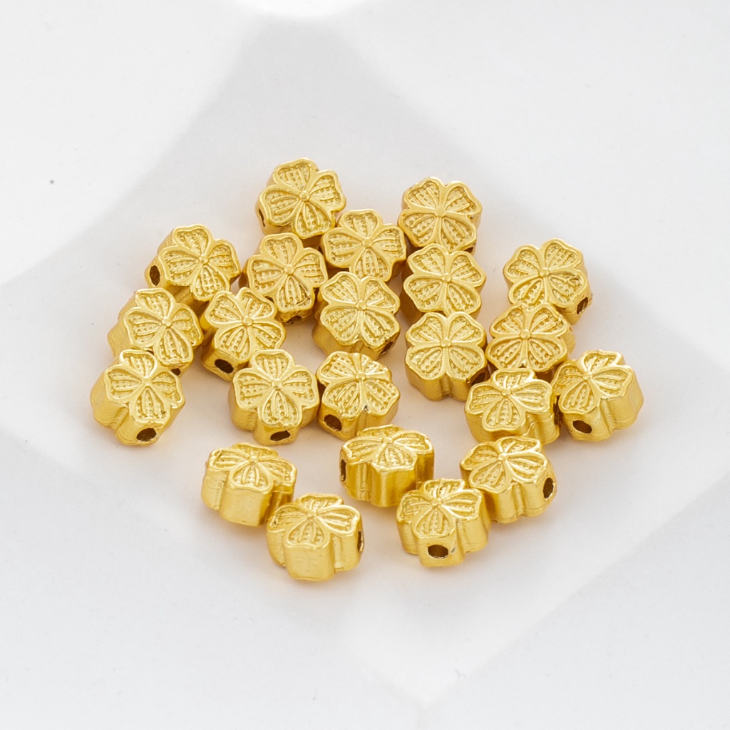 Bộ 10 Hạt Xỏ Lỗ Màu Vàng 18k Dùng Làm Trang Sức diy