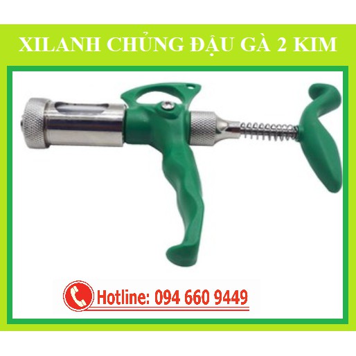 Xilanh tự động chủng đậu gà 2 kim, Bơm tiêm chủng đậu cho gà 2kim