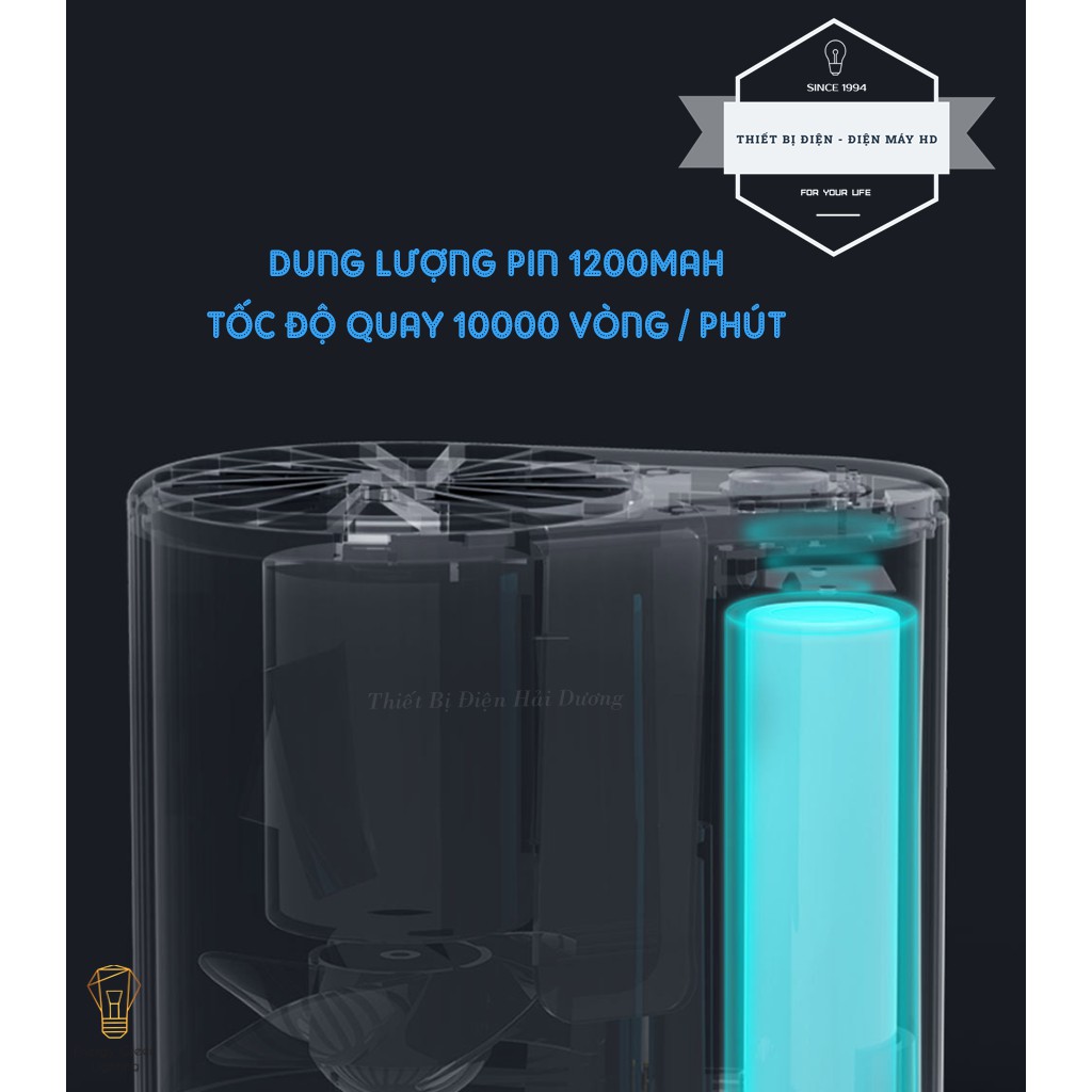 Quạt Tích Điện Mini QMN-F16 - Đeo Hông Cài Vào Thắt Lưng Tiện Lợi - Công Suất 4W - 3 Tốc Độ Gió - Energy Green Lighting