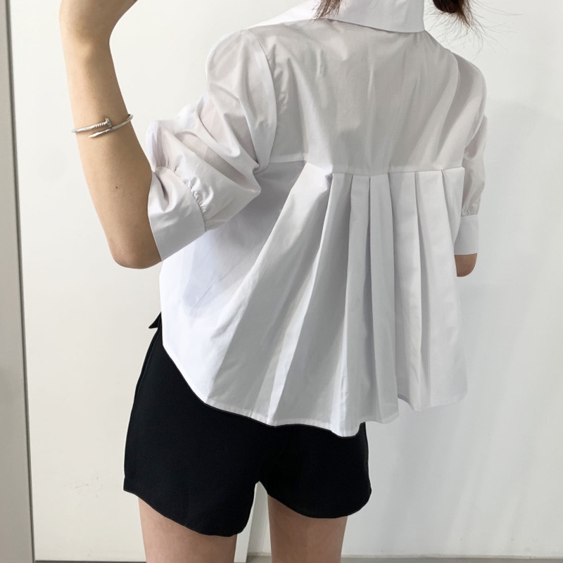 172845 |Bảng Phấn Mắt 2 Màu 2 Màu Thời Trang| Áo Sơ Mi Tay Lỡ Xếp Ly Lưng Ngắn Thời Trang Trẻ Trung