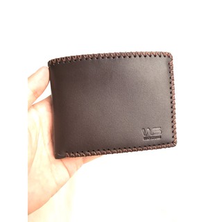 Bóp ví nam da bò WAN may thủ công kiểu dáng ngang W01 - Kèm hộp sang trọng (có phiếu bảo hành) - Wan Store