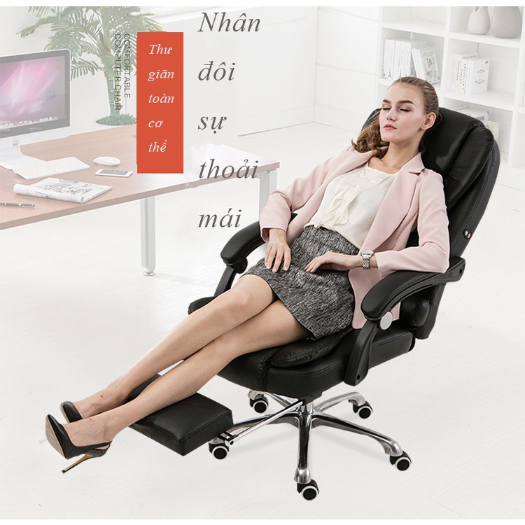 Ghế Văn Phòng , Có Gác Chân, Kèm Massage Lưng - Ghế Văn Phòng Làm Việc Cao Cấp Ngả Lưng