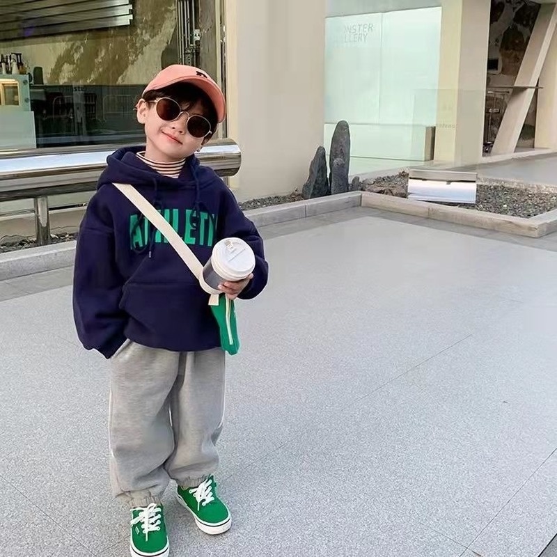 Áo khoác hoodie lót lông cừu in chữ kiểu Hàn Quốc thời trang mùa đông cho nam