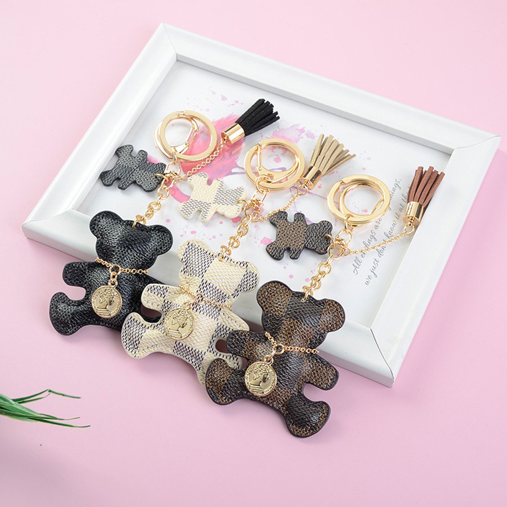 Móc Chìa Khóa Xe Hơi / Túi Xách Bằng Da Cotton Giả Phối Tua Rua Nhiều Màu Dễ Thương