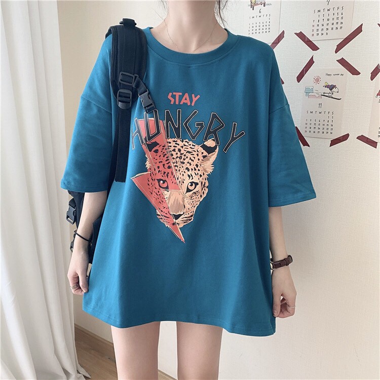 Áo thun Unisex cổ tròn tay lỡ hình con cáo đủ size