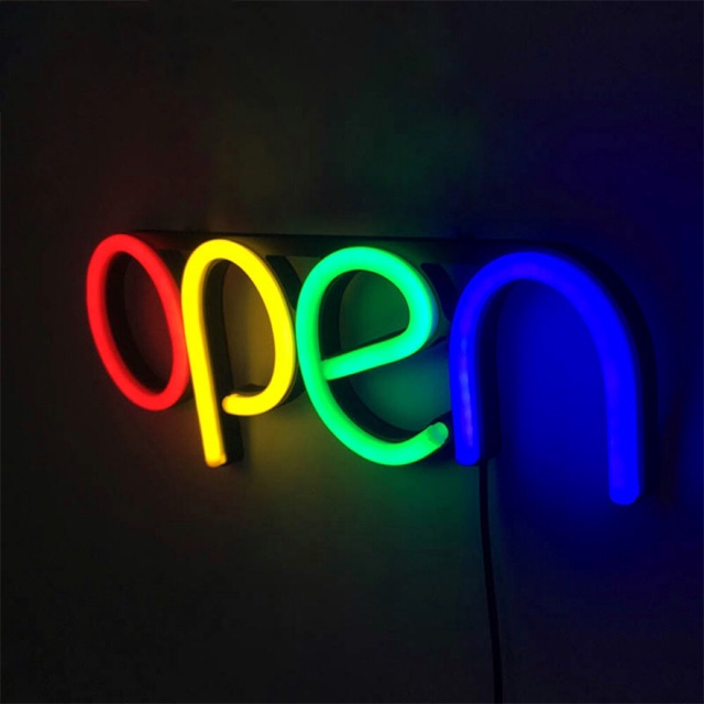 Bảng hiệu “Open” NEON treo cửa kính trang trí decor (tặng ngay mạch điều khiển tích hợp)