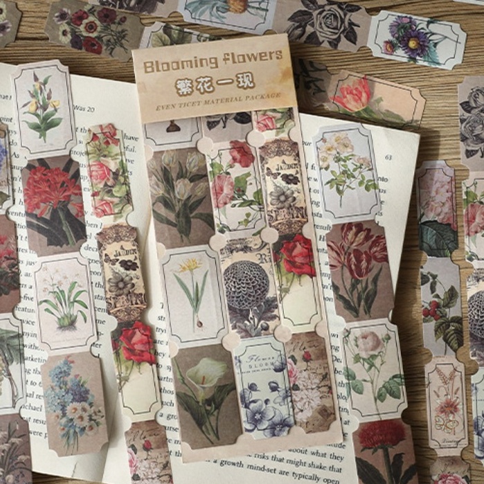 Túi 120 sticker tem cổ điển vintage trang trí sổ tay | BSB290