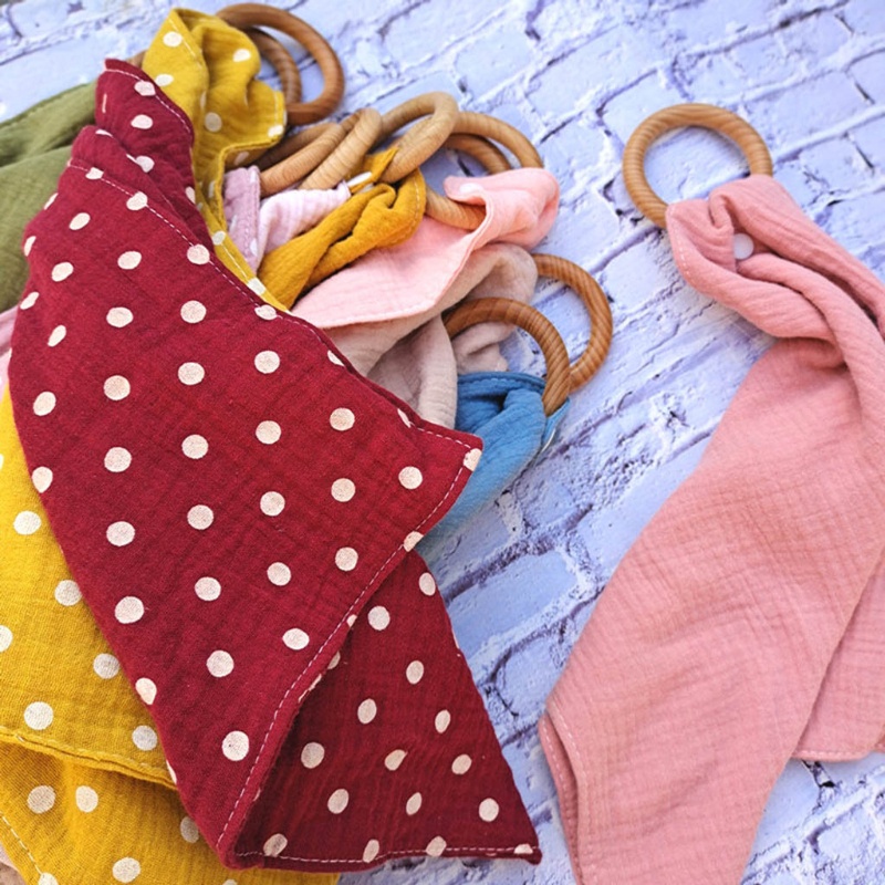 Haha Yếm Ăn Cotton Với Vòng Nhẫn Kiểu Bandana Cho Bé Sơ Sinh Dùng Làm Quà Tặng