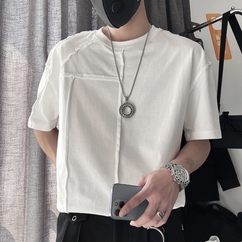 Áo Thun Tay Ngắn Màu Trơn Dáng Rộng Thời Trang Mùa Hè Cho Nam Giới 2022