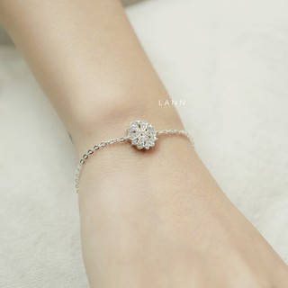 Lắc tay hoa đá xen đá tròn BẠC S925 LANN B132
