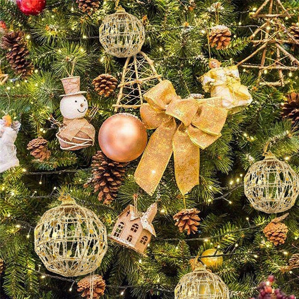 Bộ 6 quả châu vàng 5cm/6cm trang trí cây thông Noel